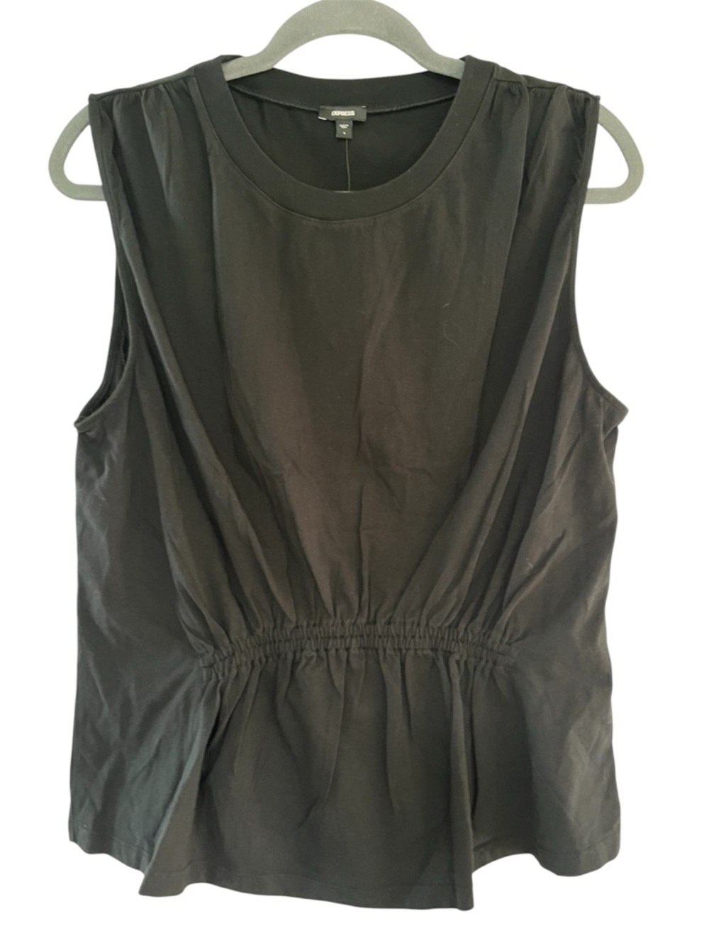 Express Black Sleeveless Gathered-Waist Tank